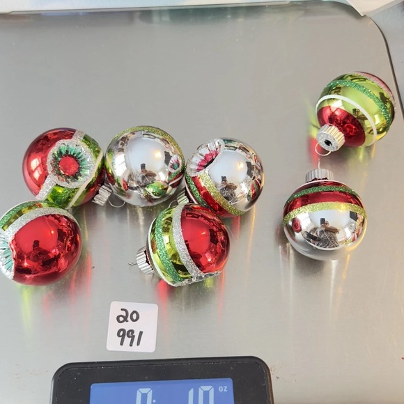 Lot 7 Christopher Radko Christmas Ornament Shiny Brite Reflector Indent Stripe - Picture 9 of 9